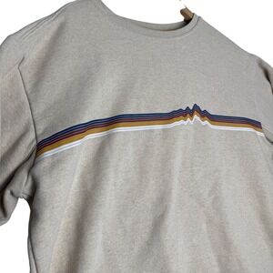 Patagonia Uprisal Crew Sweatshirt XL Oatmeal Heather Stripe Mountain Graphic